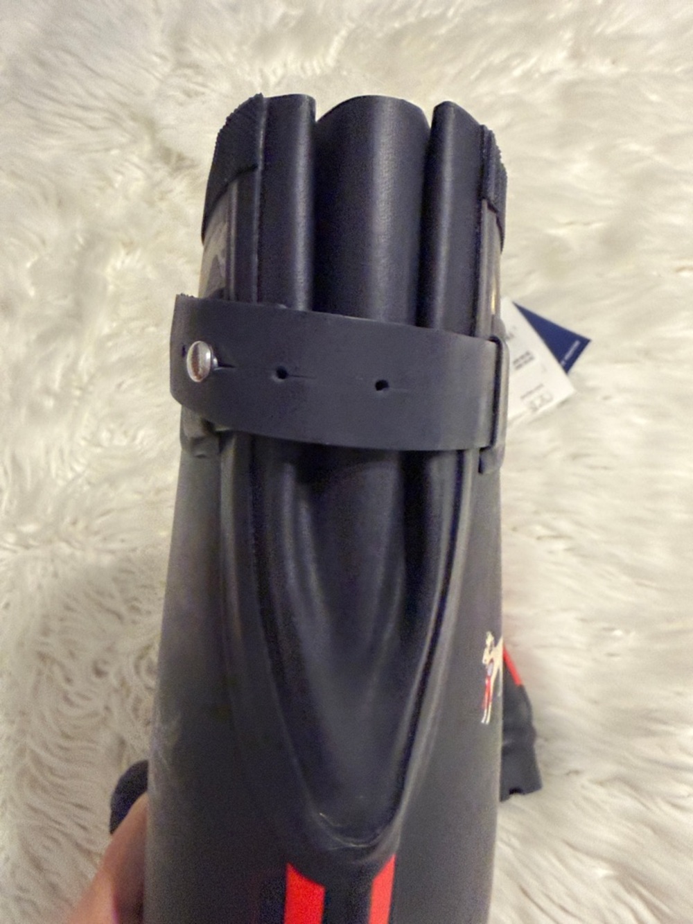 Joules Black Rain Boots with Dog Print and Red Trim size 5 brand new with tag - Picture 10 of 12